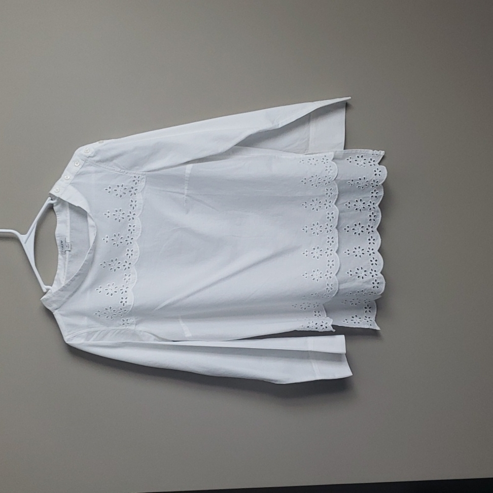 J Crew White Eyelet Blouse